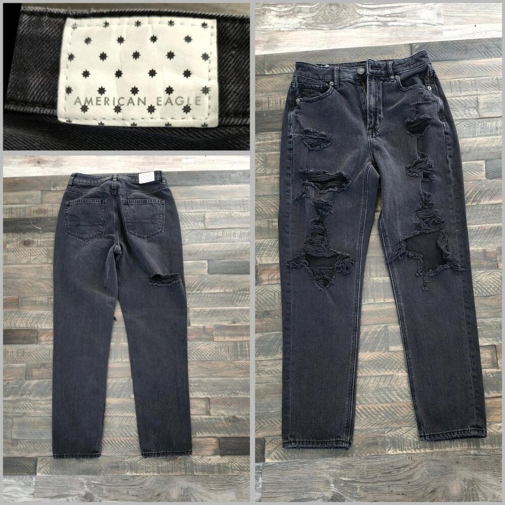 American Eagle distress hi-rise Mom Jeans size 2 - Comfort Stretch Waistband